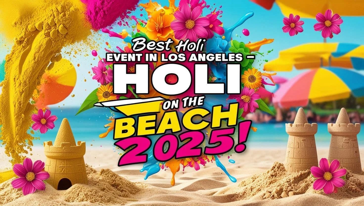 Holi on the beach in LA. Best Holi event in LA. H2O Events.