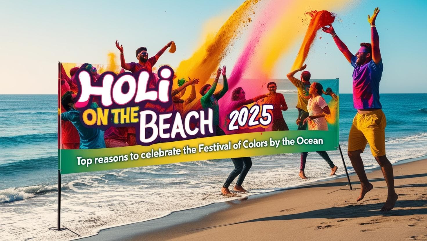 Holi on the beach in LA. Best Holi event in LA. H2O Events.
